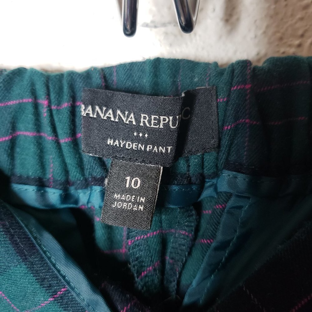 Banana Republic Pink/Green Plaid Academia Ankle Pants Sz 10 (1243) - Picture 6 of 7